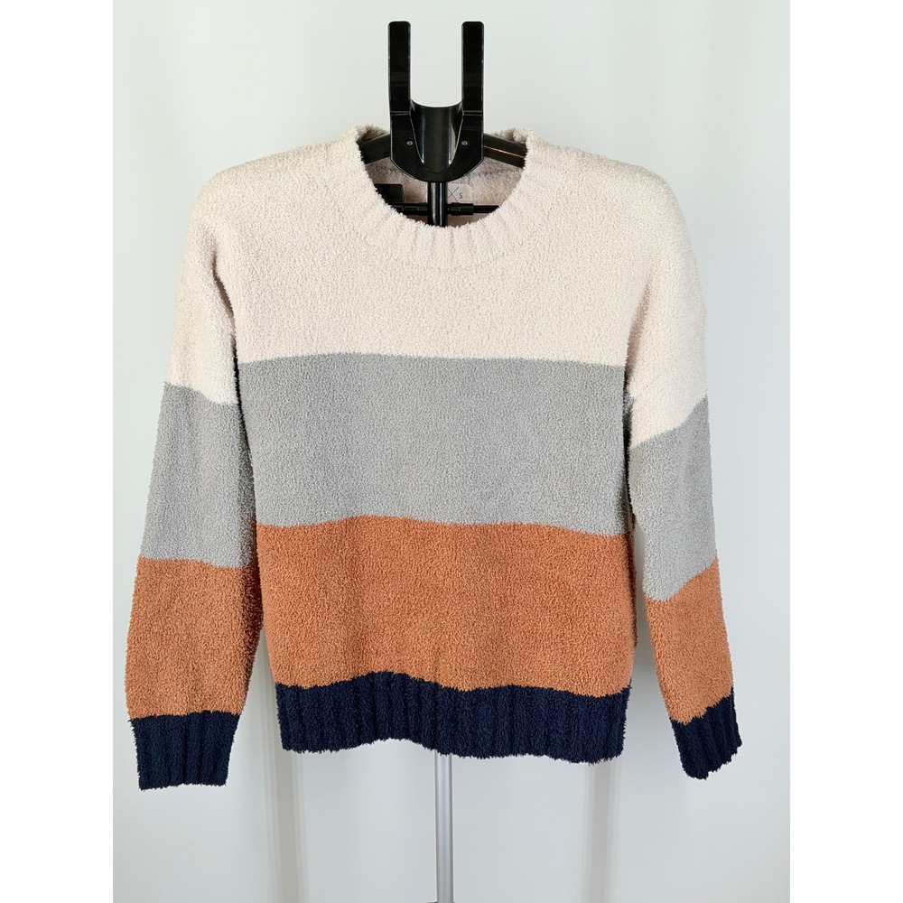 Thread & Supply Women Colorblock Popcorn Knit Sweater Stone Rust Navy Medium